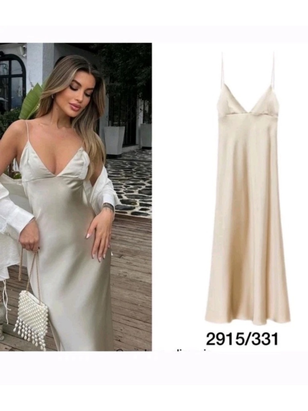 Zara Midi Satin Camisole Slip Dress Gold Womens - Picture 3 of 4